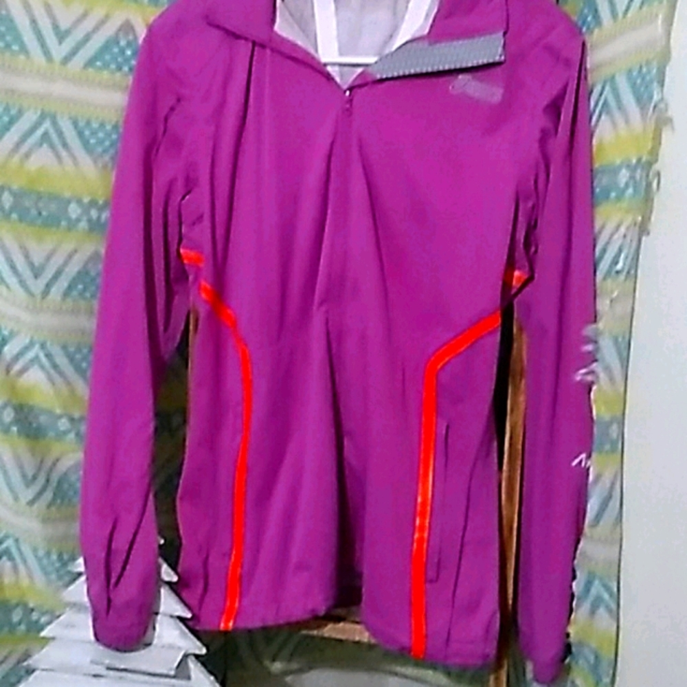 Womens ASICS reflective running jacket with hood